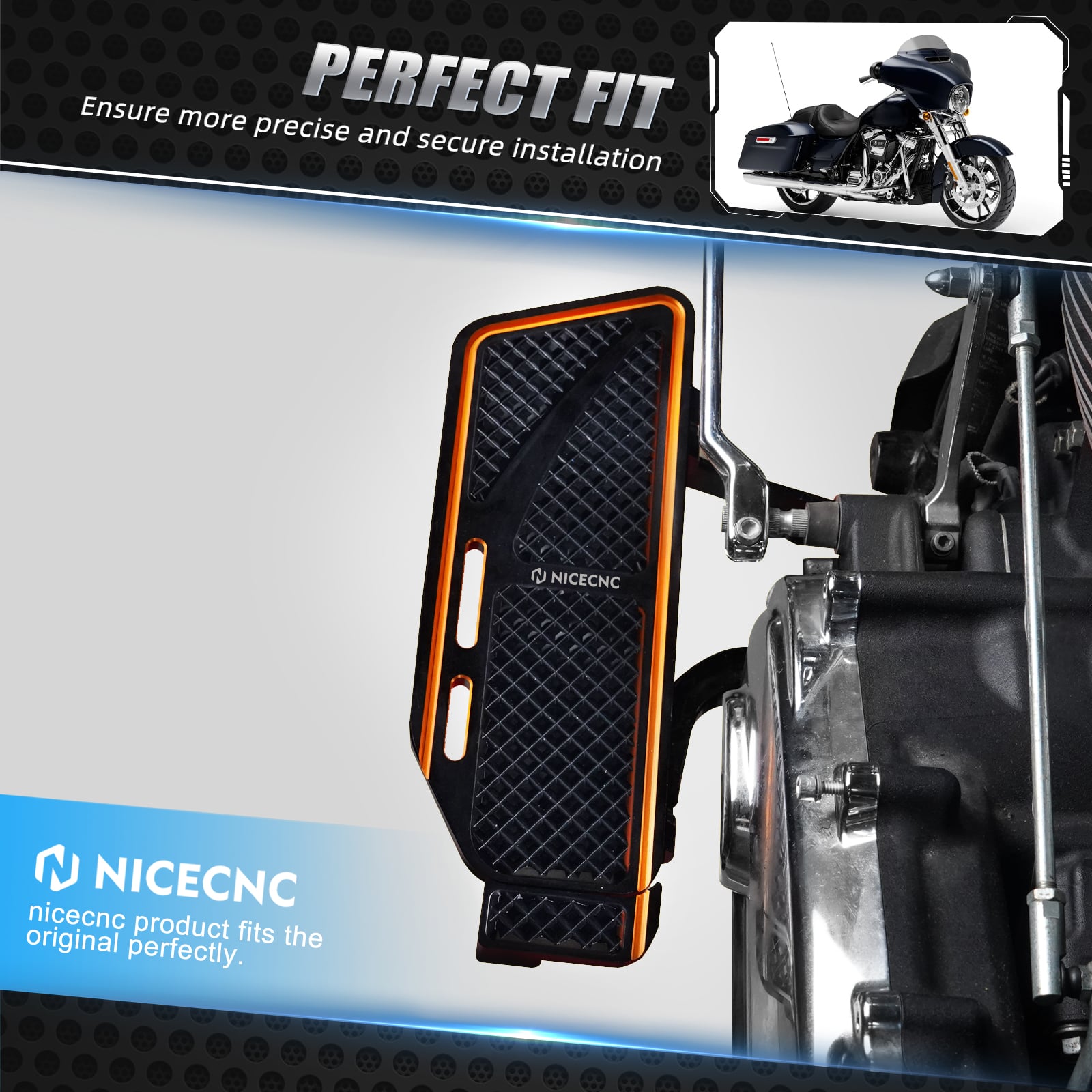 Rider Floorboards Inserts + Passenger Foot Pegs For Harley Road King Street Road Glide