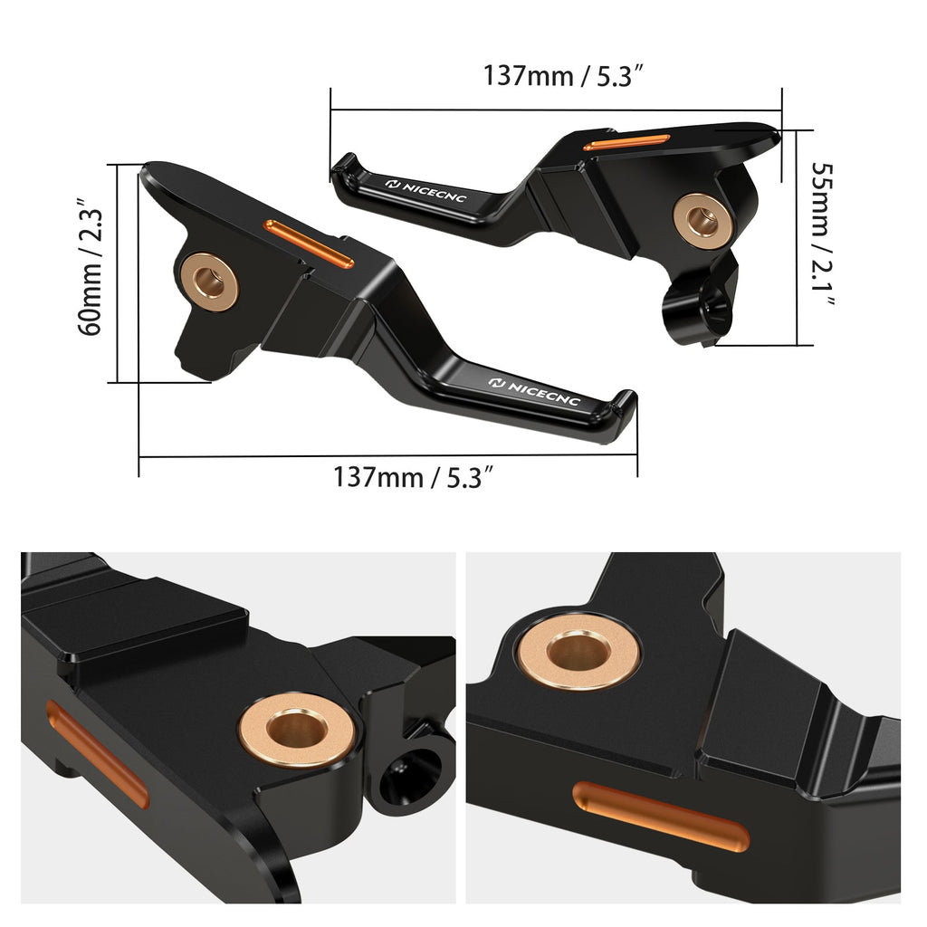 2-Finger Control Shorty Clutch Brake Levers For Harley Road King Electra Street Glide
