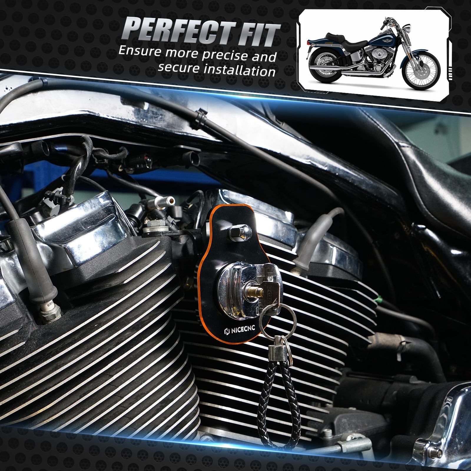 Ignition Key Switch Relocation Mount Bracket For Harley Road King Street Glide Ultra Limited