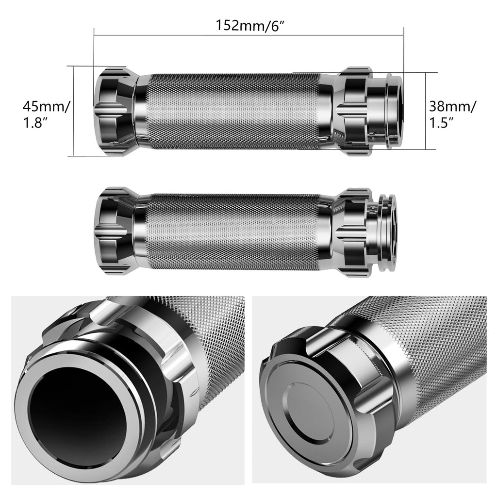 Chrome Handlebar Hand Grips For Harley Road King Electra Street Glide Street Bob