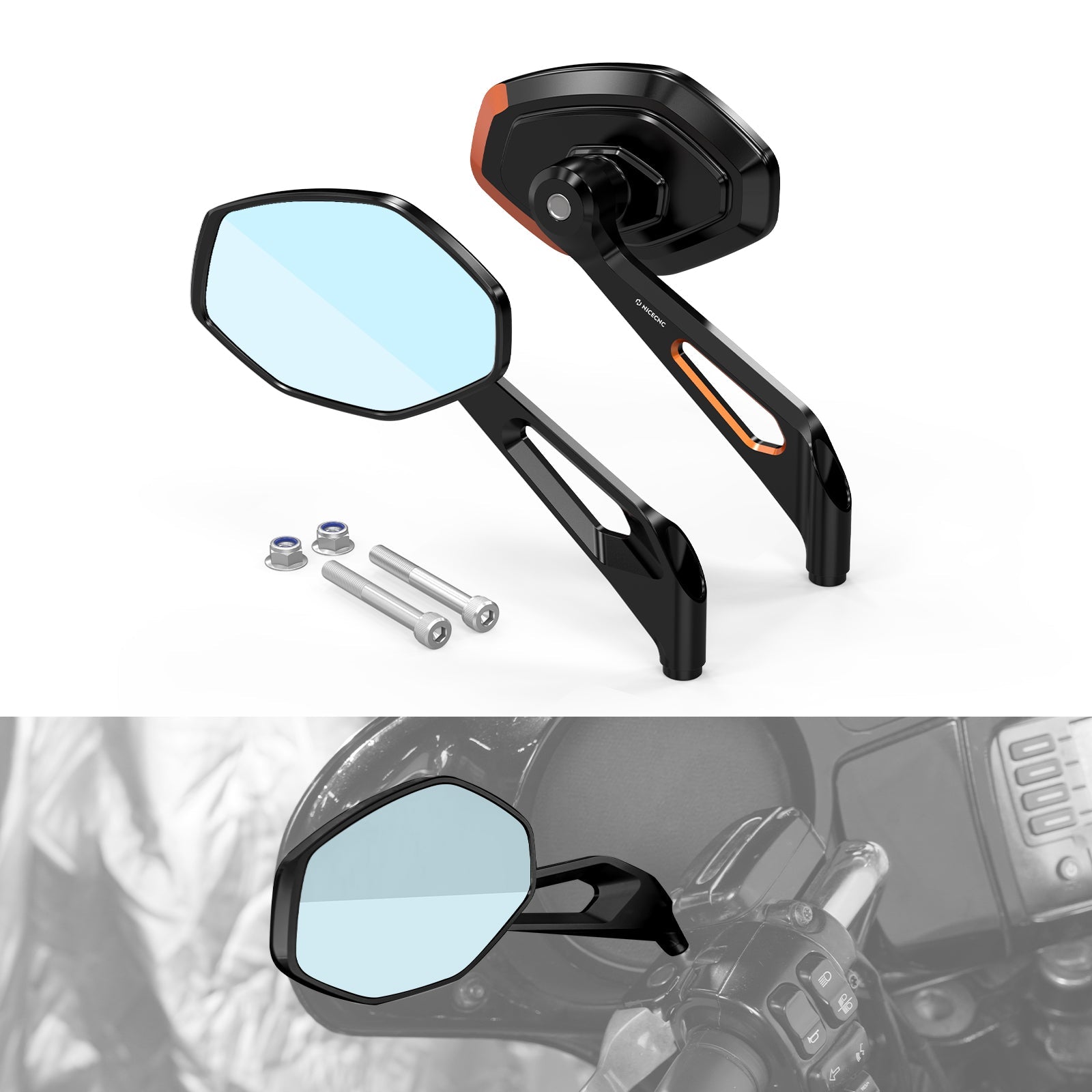 Convex Rear View Mirrors Kit For Harley Dyna Super Wide Glide Low Rider Street Bob