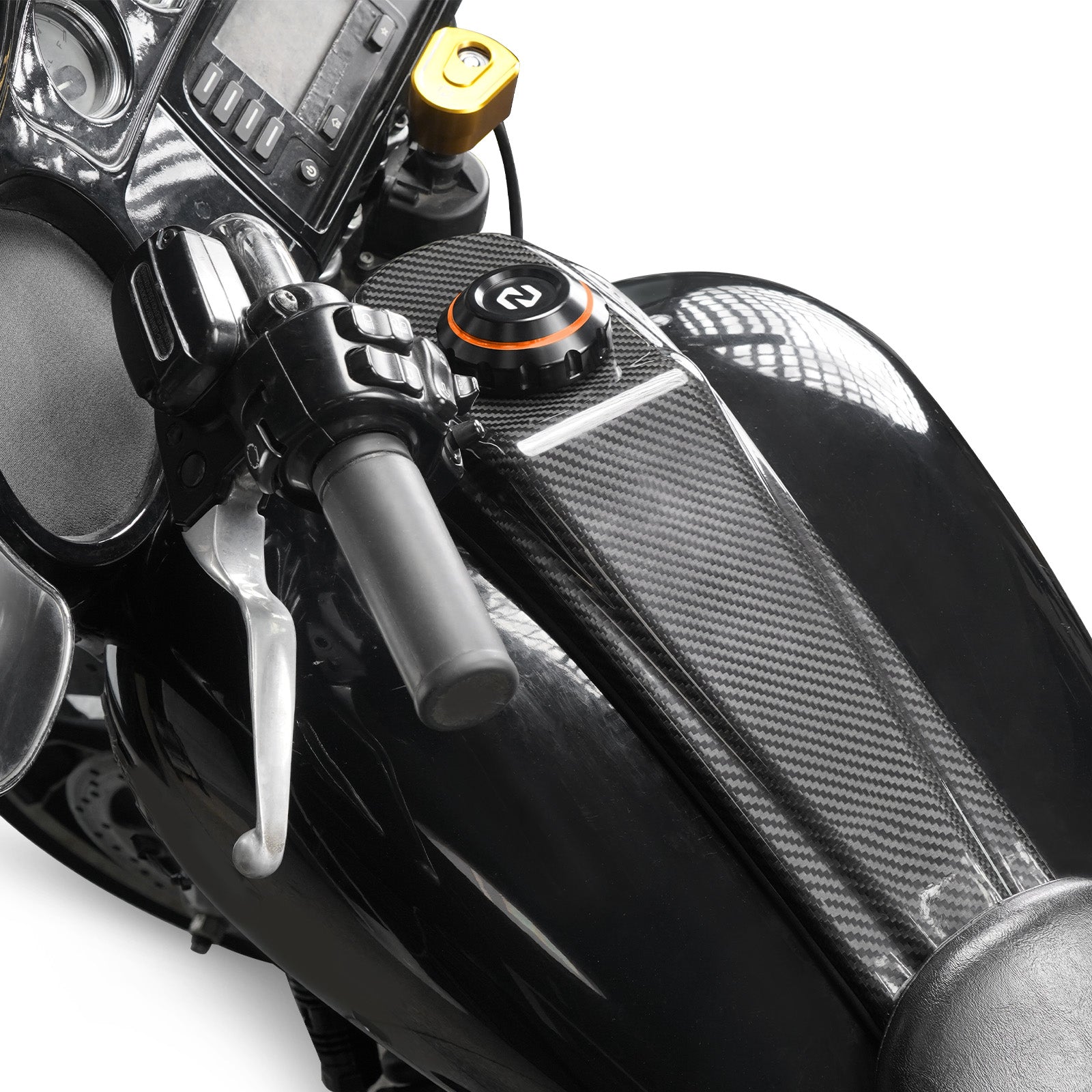 Gas Tank Cap w/Prepreg Carbon Fiber Dash Insert Panel For Harley Road Street Glide
