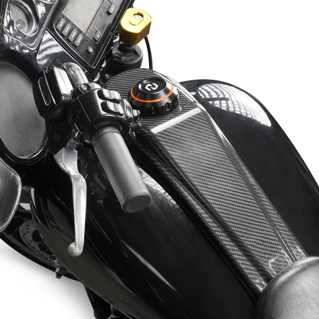 Gas Tank Cap w/Prepreg Carbon Fiber Dash Insert Panel For Harley Road Street Glide