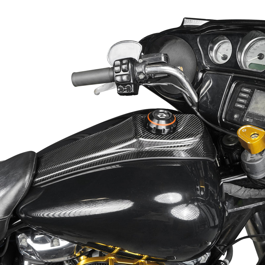 Gas Tank Cap w/Prepreg Carbon Fiber Dash Insert Panel For Harley Road Street Glide