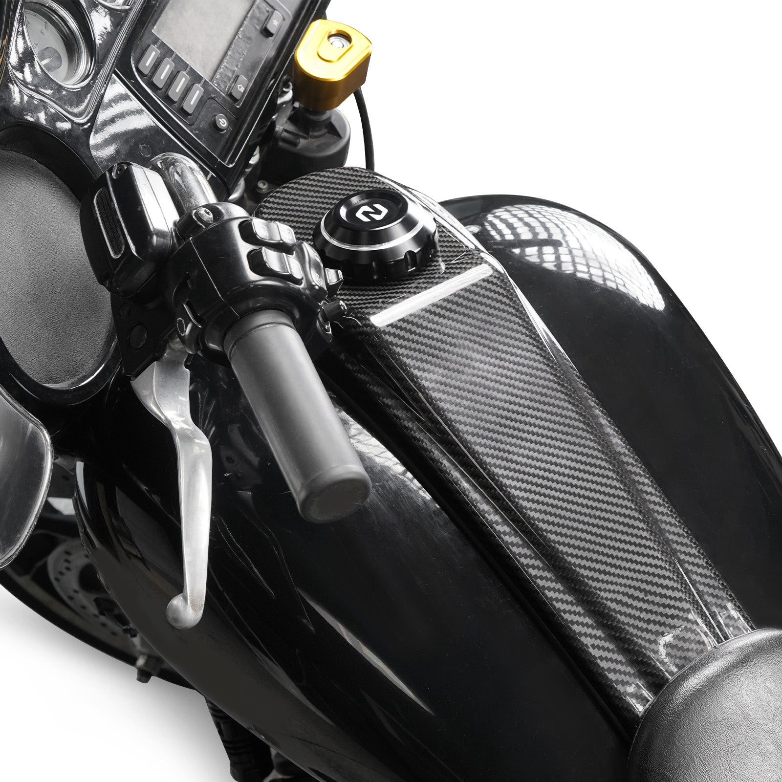 Gas Tank Cap w/Prepreg Carbon Fiber Dash Insert Panel For Harley Road Street Glide