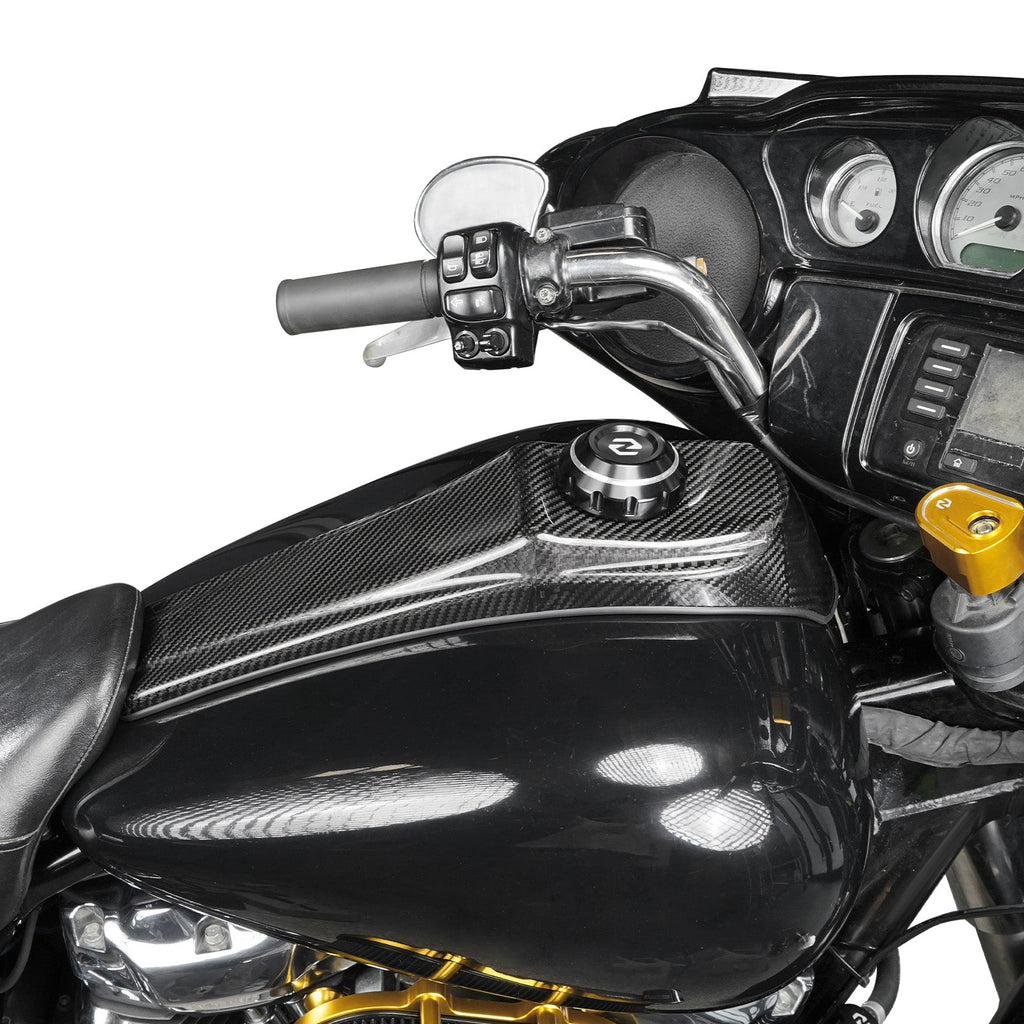 Gas Tank Cap w/Prepreg Carbon Fiber Dash Insert Panel For Harley Road Street Glide