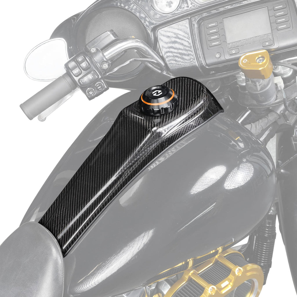 Gas Tank Cap w/Prepreg Carbon Fiber Dash Insert Panel For Harley Road Street Glide