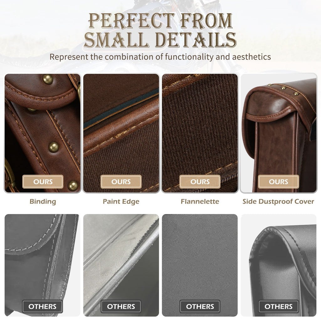 Saddle Bags PU leather Reinforced Straps & Saddle Piece with Cup Holder