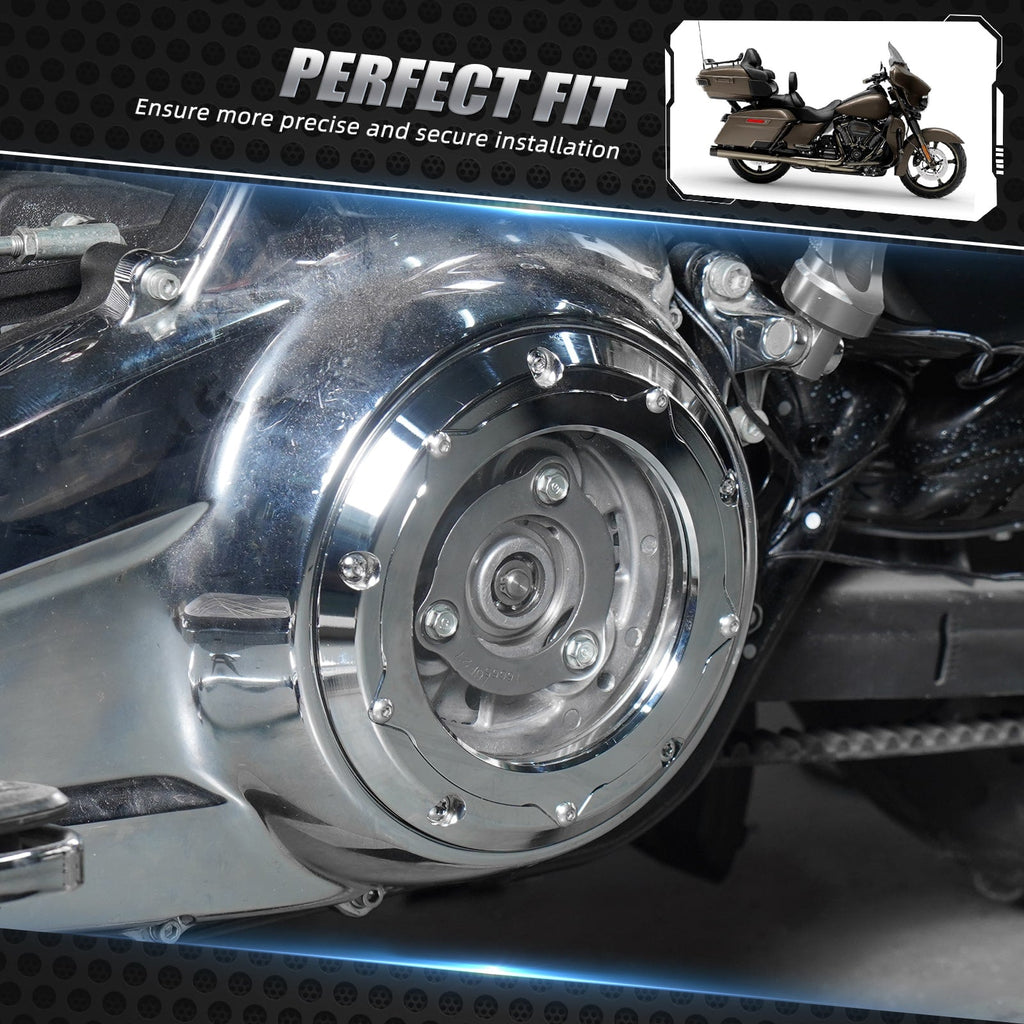 Chrome Clear M8 Primary Derby Clutch Cover For Harley Electra Road Street Glide