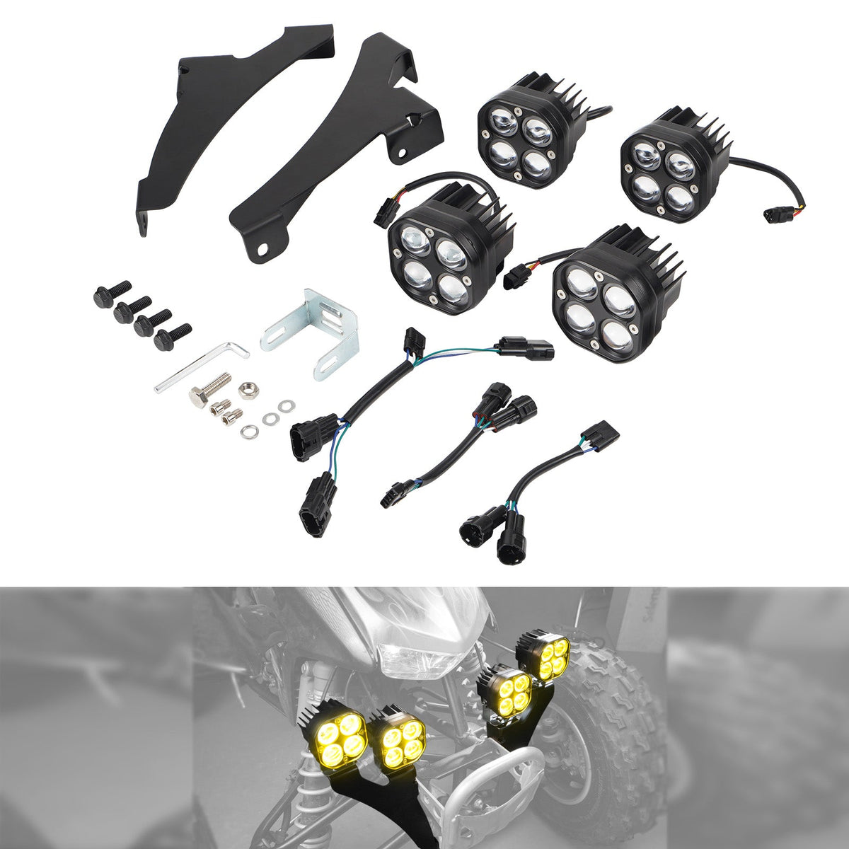 100W Front Headlight LED Work Lights 45°Adjustable For Honda TRX 450 R / ER