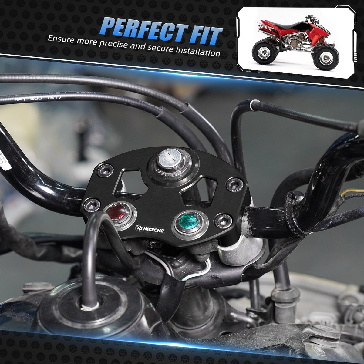 Key Switch Indicator Light Handlebar Mount Clamp For Honda TRX 450 R / ER