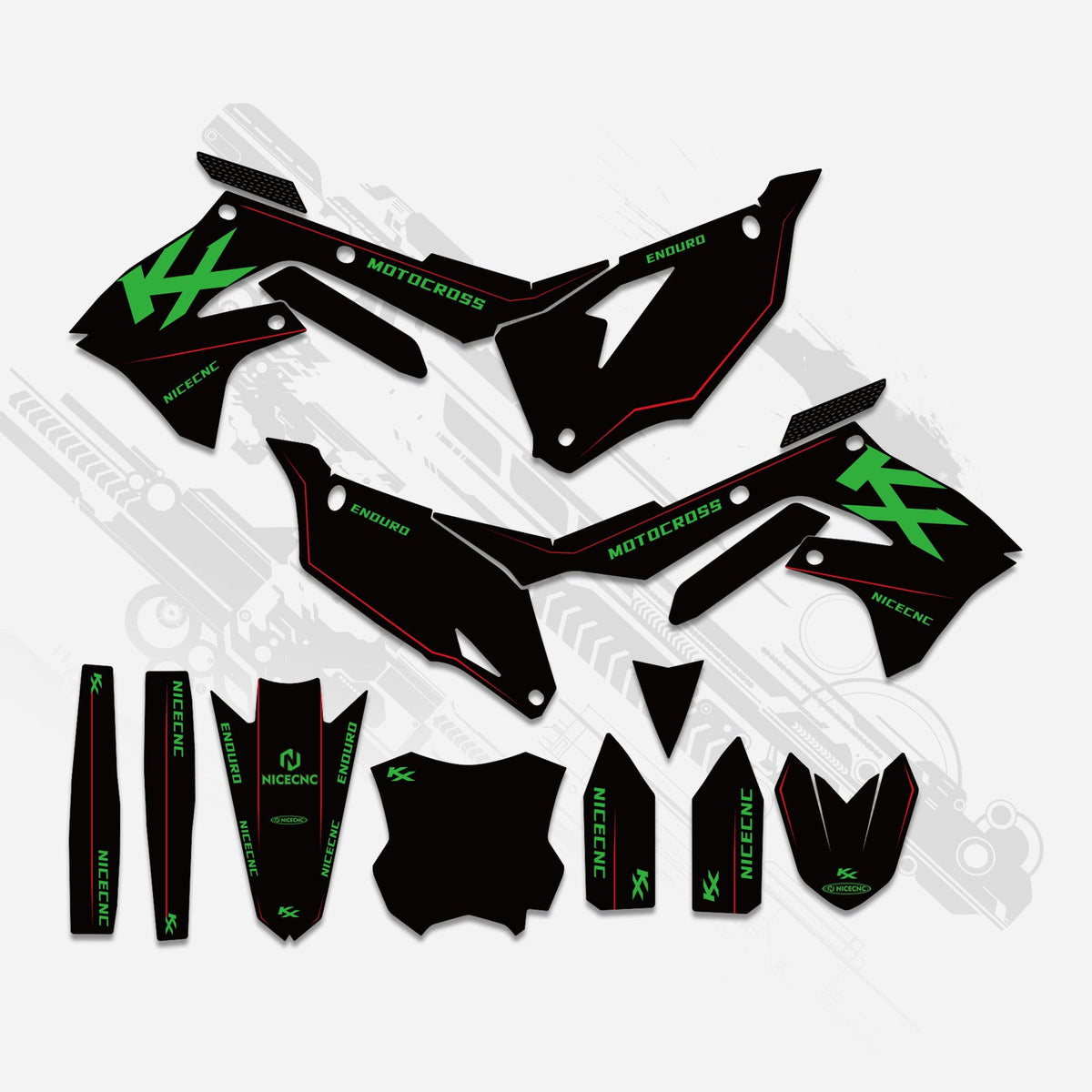 Motorcycle Full Graphics Decals Stickers Kit For Kawasaki KXF250 21-23 KX450F 19-23