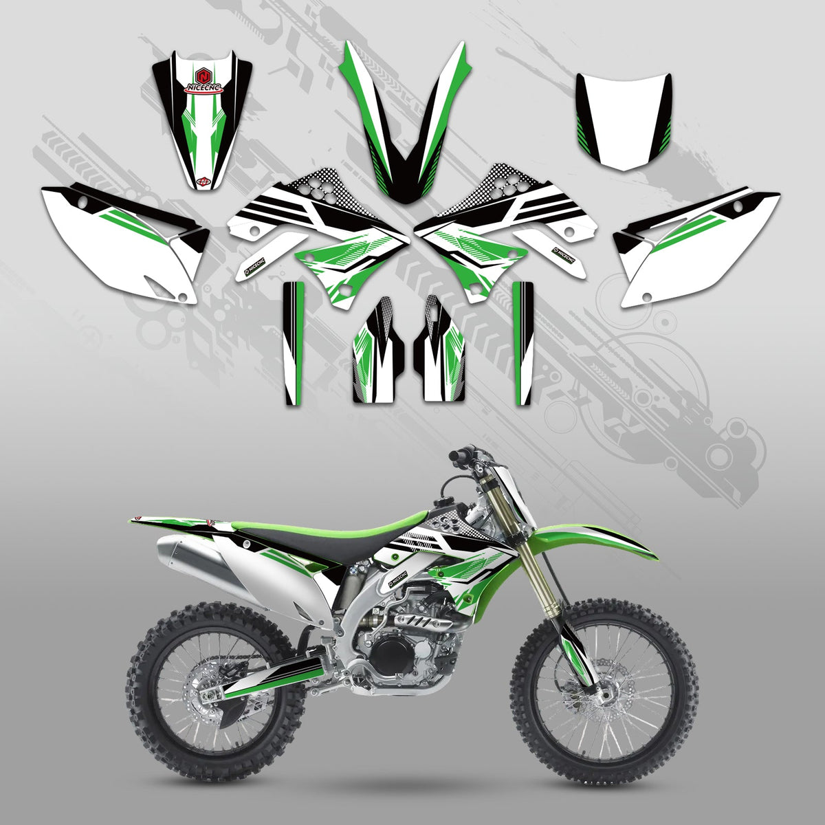 Motorcycle Full Graphics Decals Stickers Kit For KAWASAKI KXF450 2009-2011