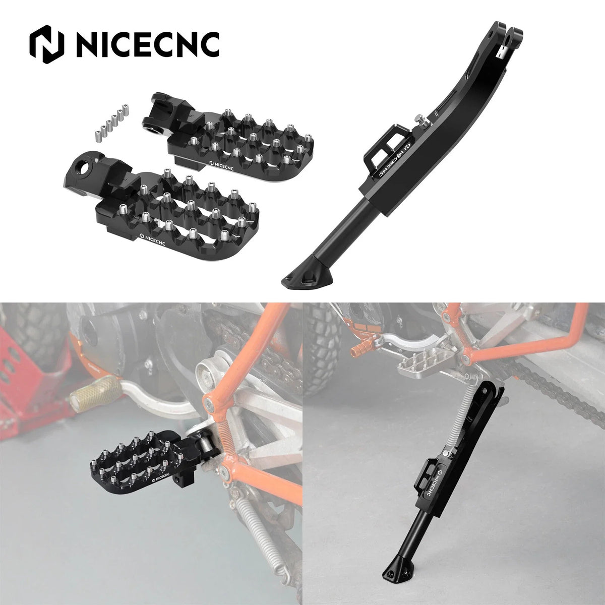 4-Level Adjustable Kickstand + Lower Enlarged Foot Pegs For GasGas ES SM 700