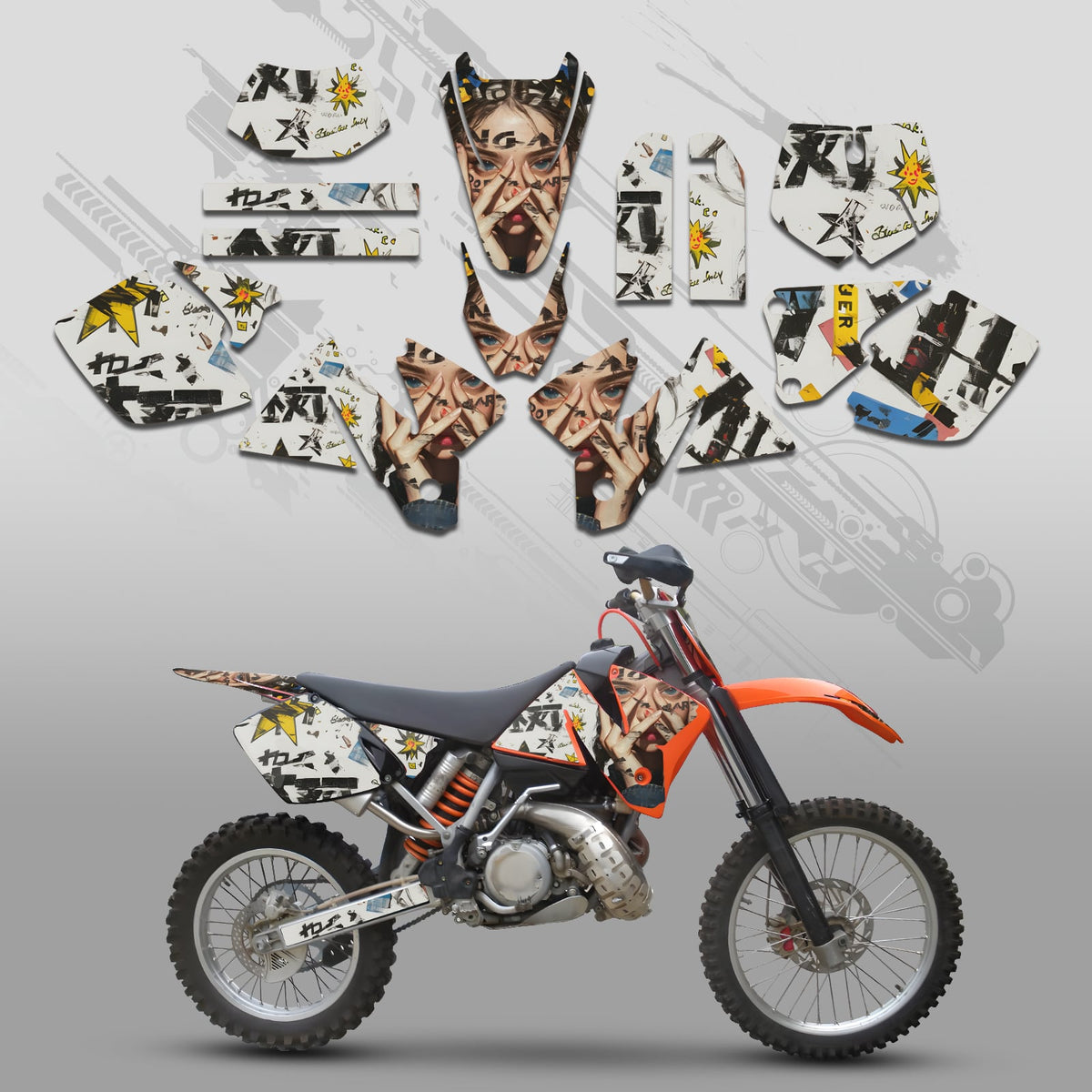 Motorcycle Full Graphics Decals Stickers Set For KTM EXC 1998-2000