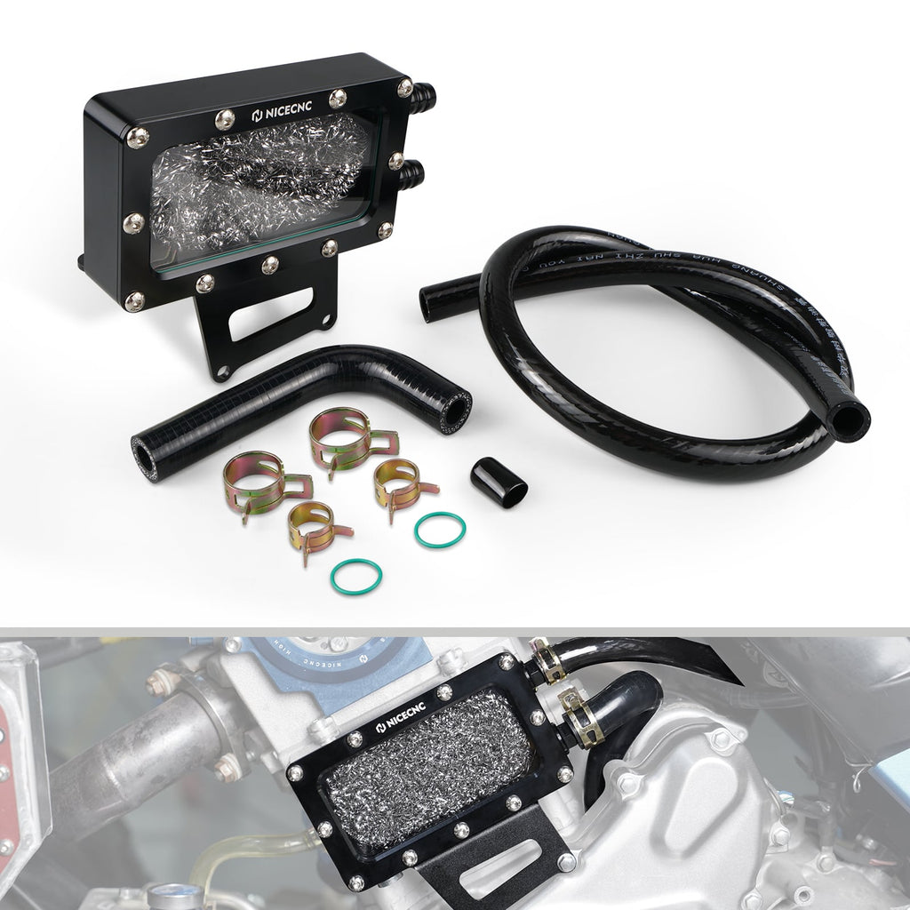 Transparent Oil Breather Vent Box w/Drain Plug Hose Kit For Yamaha Raptor 700 R 06-26
