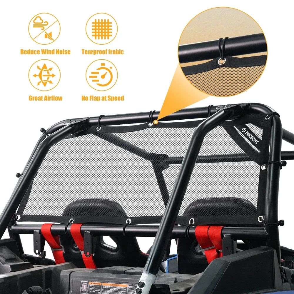 UTV Rear Window Mesh Net Sunshade Protection For Polaris RZR XP 1000 900 Turbo