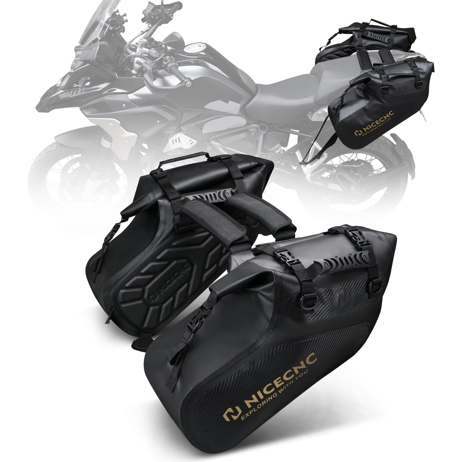 Universal Saddlebags 28L Waterproof For Adventure Sport Motorcycle Racks