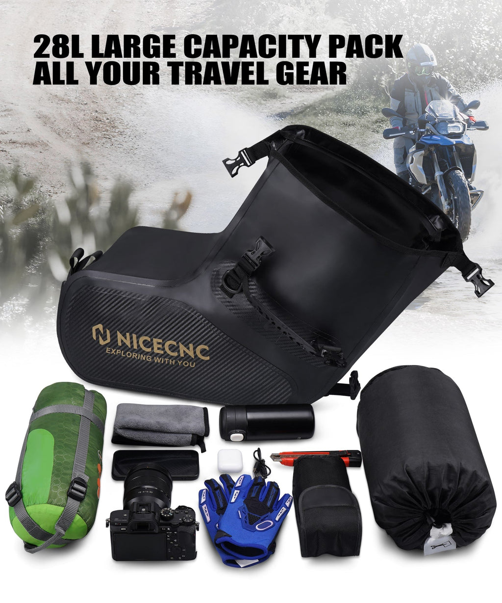Universal Saddlebags 28L Waterproof For Adventure Sport Motorcycle Racks