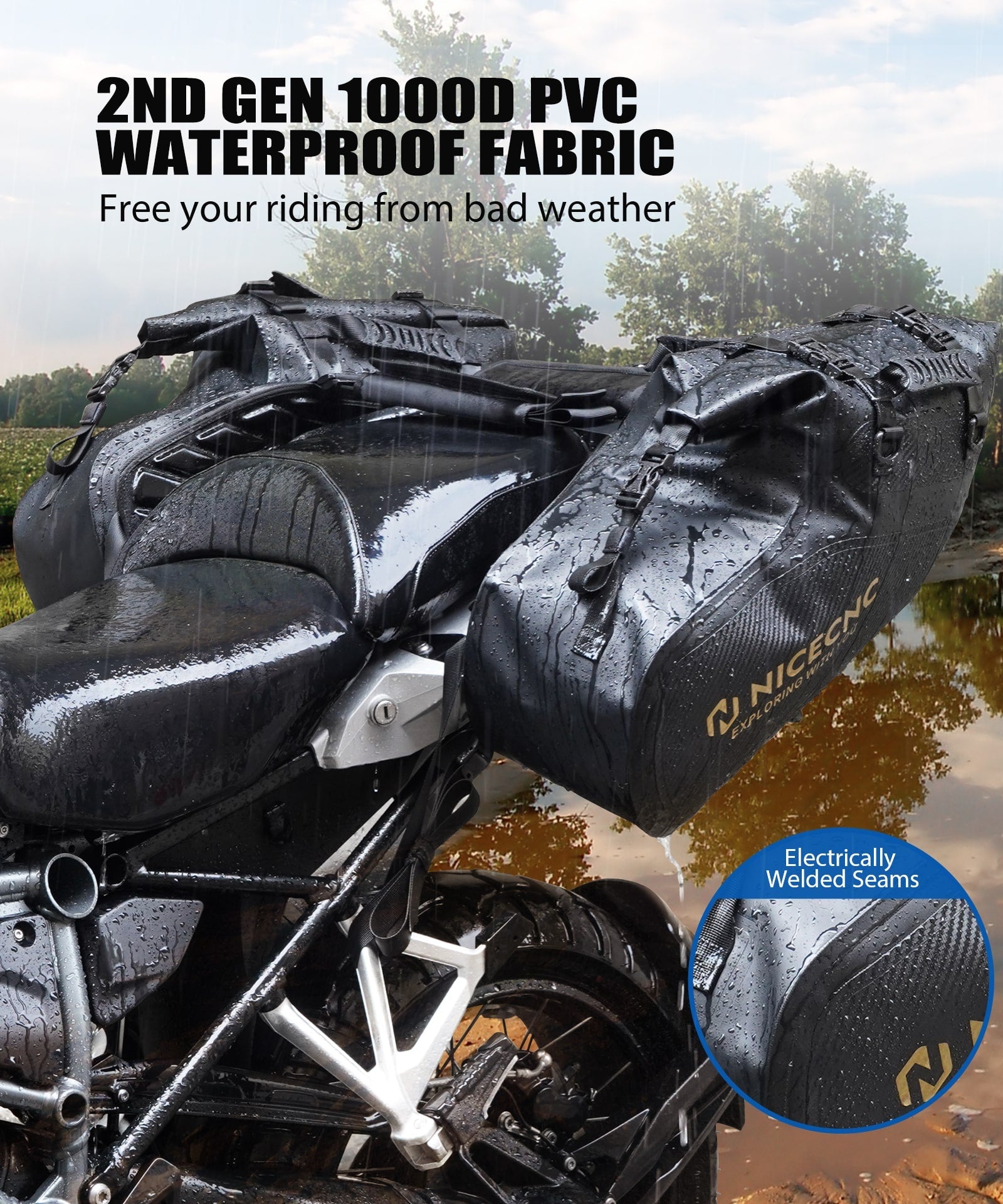 Universal Saddlebags 28L Waterproof For Adventure Sport Motorcycle Racks