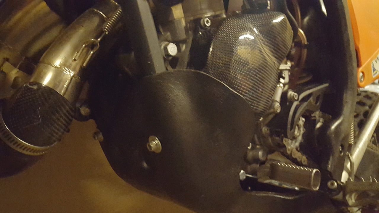 KTM 125/150 CARBON KEVLAR INFUSION STARTER IGNITION GUARD - BOLT-ON