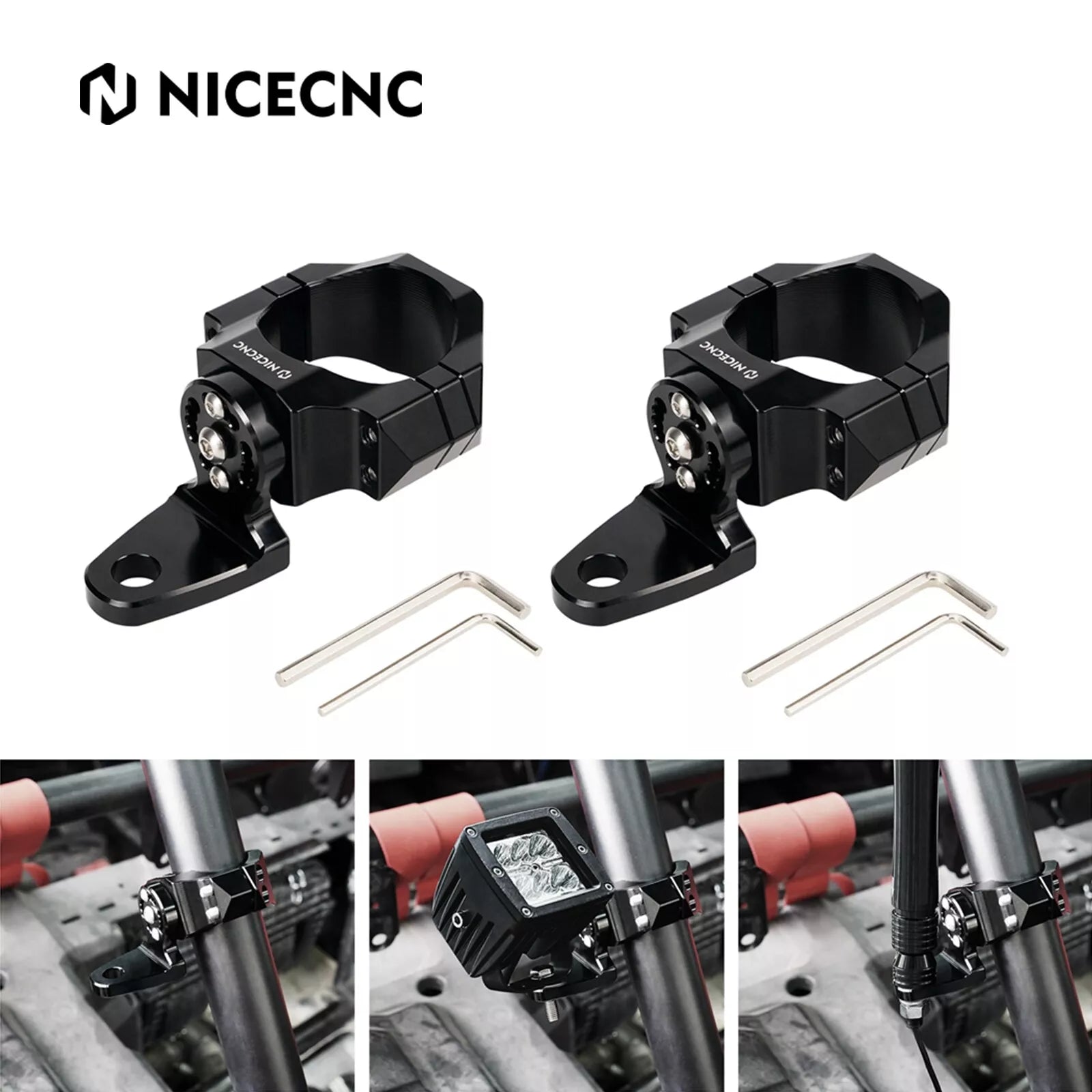 Whip Light Flagpole Light Mount Bracket Adjustable For 1.75-2" Roll Cage UTV ATV Position 9