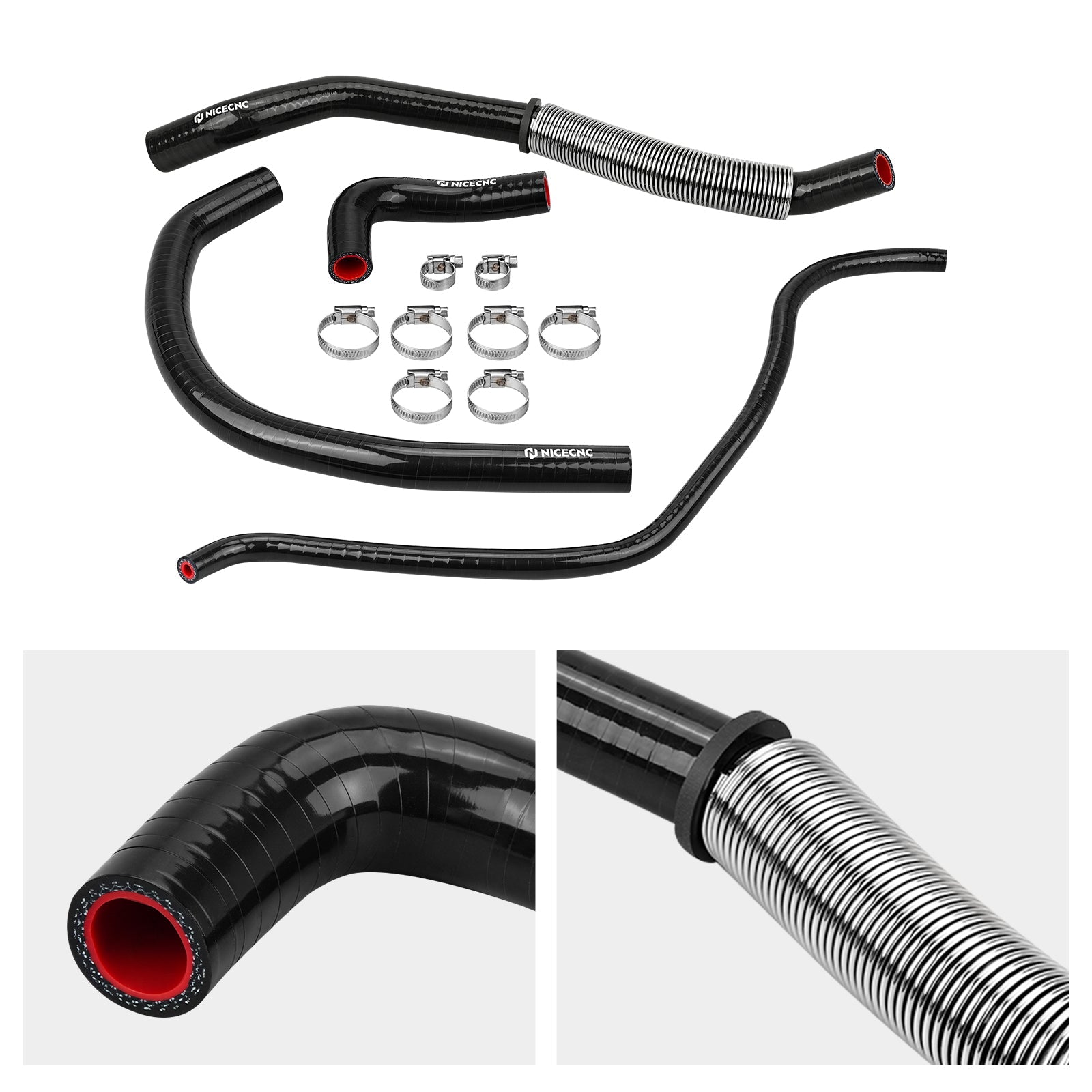 Silicone Radiator Hose Kit w/Heat Shield Adapters For Yamaha Banshee 350