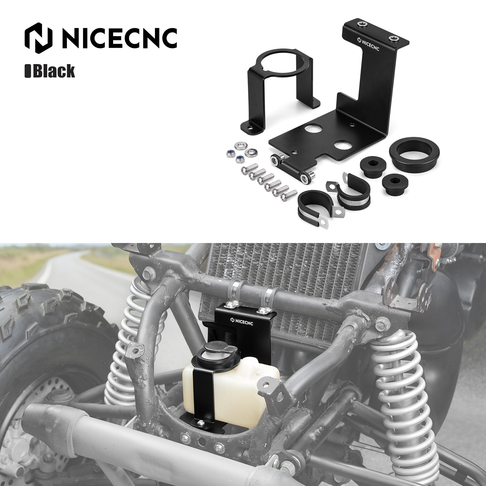 Coolant Reservoir Tank Relocation Bracket Clamp Kit For Yamaha Banshee 350