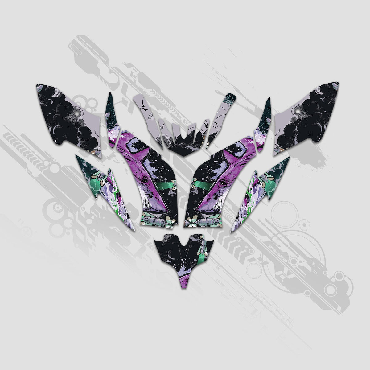 ATV Full Graphics Decals Stickers Kit For Yamaha Raptor 250 2008+