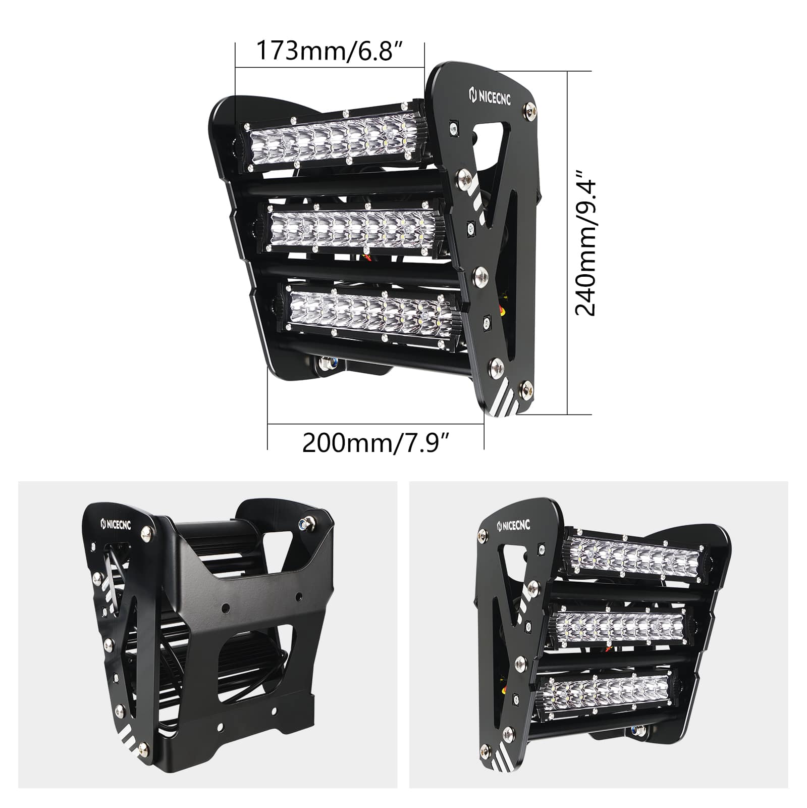 ATV Front Bumper w/LED Head Lights Bar Kit For Yamaha Raptor 700 R 2013-2026