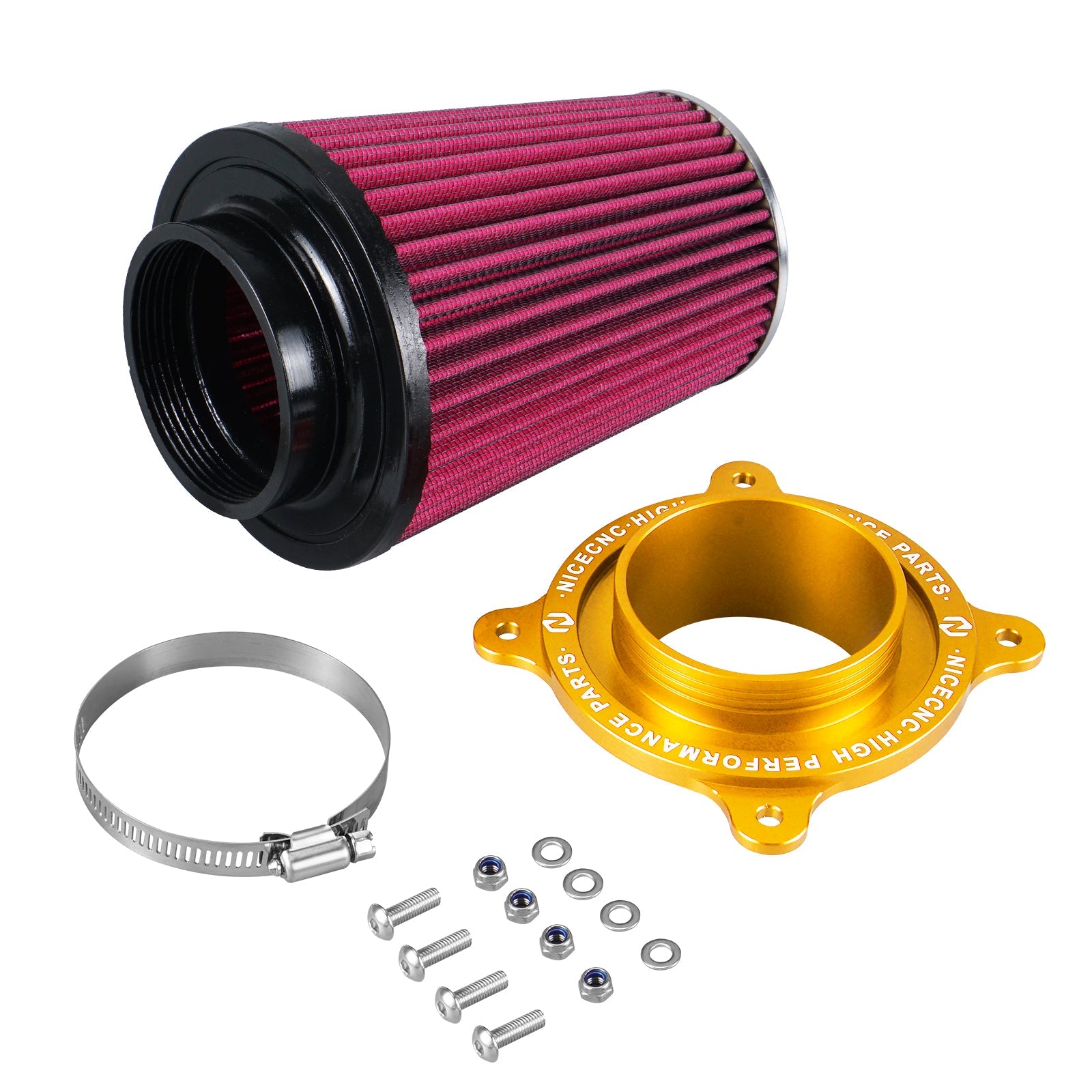 ATV High-Flow Air Filter Intake Cleaner w/Adaptor Kit For Yamaha Raptor 700 700R Position 20