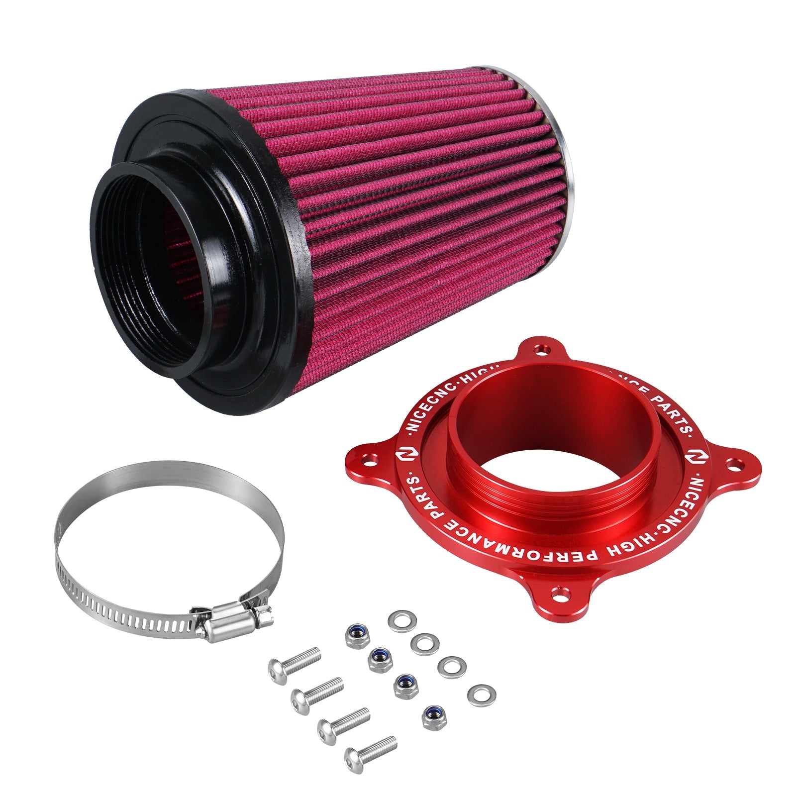 ATV High-Flow Air Filter Intake Cleaner w/Adaptor Kit For Yamaha Raptor 700 700R Position 16