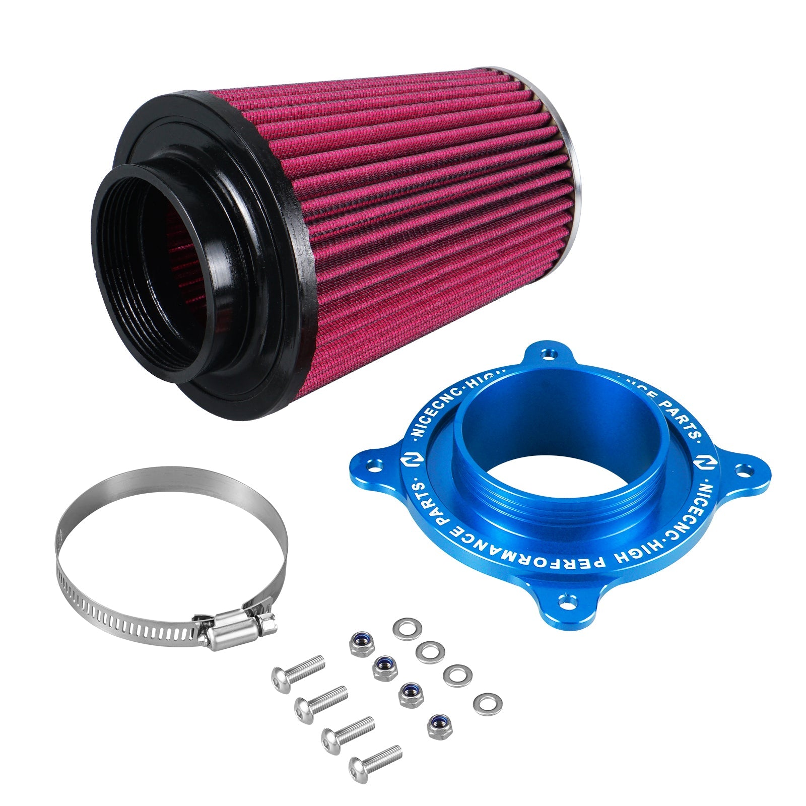 ATV High-Flow Air Filter Intake Cleaner w/Adaptor Kit For Yamaha Raptor 700 700R Position 7