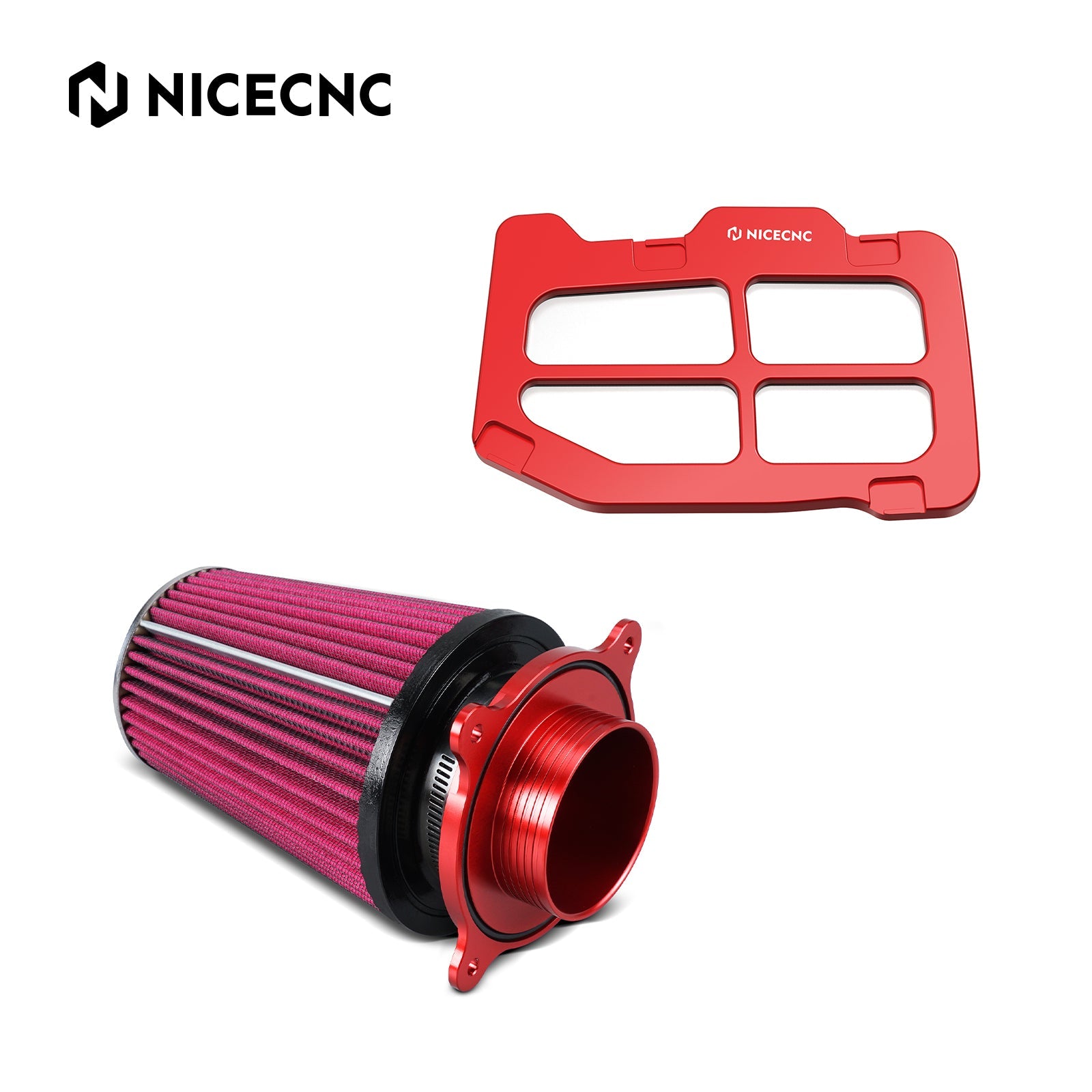 ATV High-Flow Air Filter Intake Cleaner w/Adaptor Kit For Yamaha Raptor 700 700R Position 24