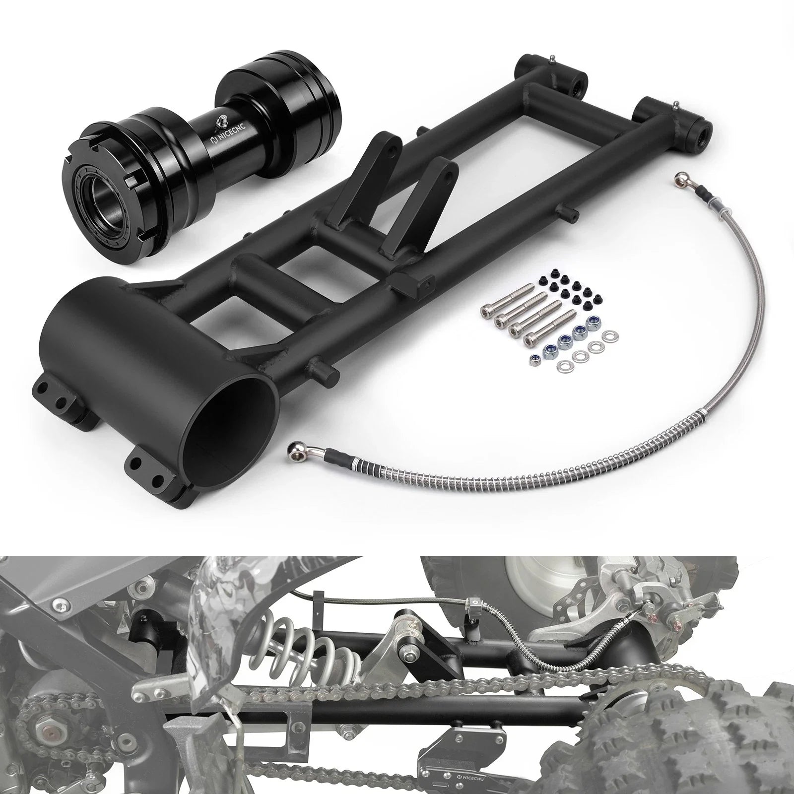 Extended +6" Swingarm & Rear Axle Bearing Carrier For Yamaha Raptor 700 R
