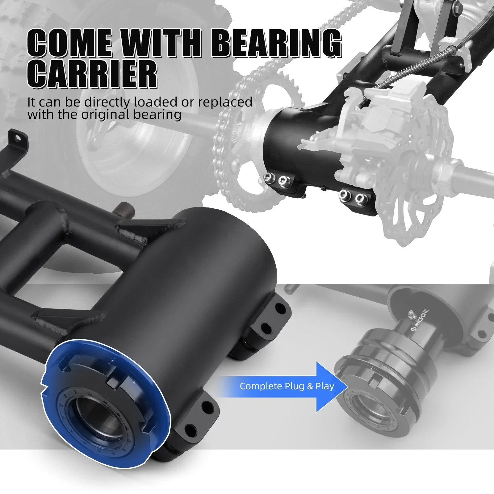 Extended +6" Swingarm & Rear Axle Bearing Carrier For Yamaha Raptor 700 R
