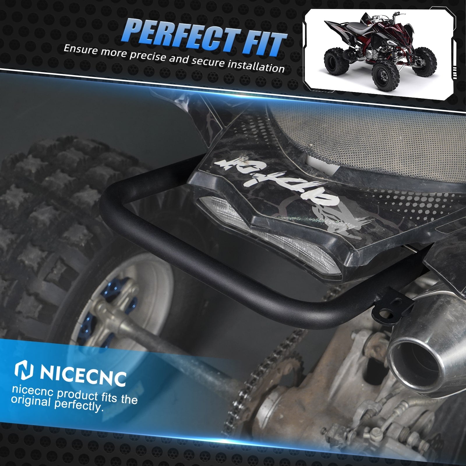 Heavy-duty Rear Grab Bar Bumper Support For Yamaha Raptor 700 R 06-26