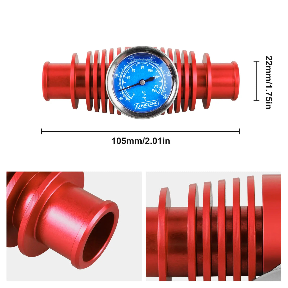 Radiator Inline Cooler w/Temp Gauge For Yamaha Raptor Grizzly 700 R YFZ450R