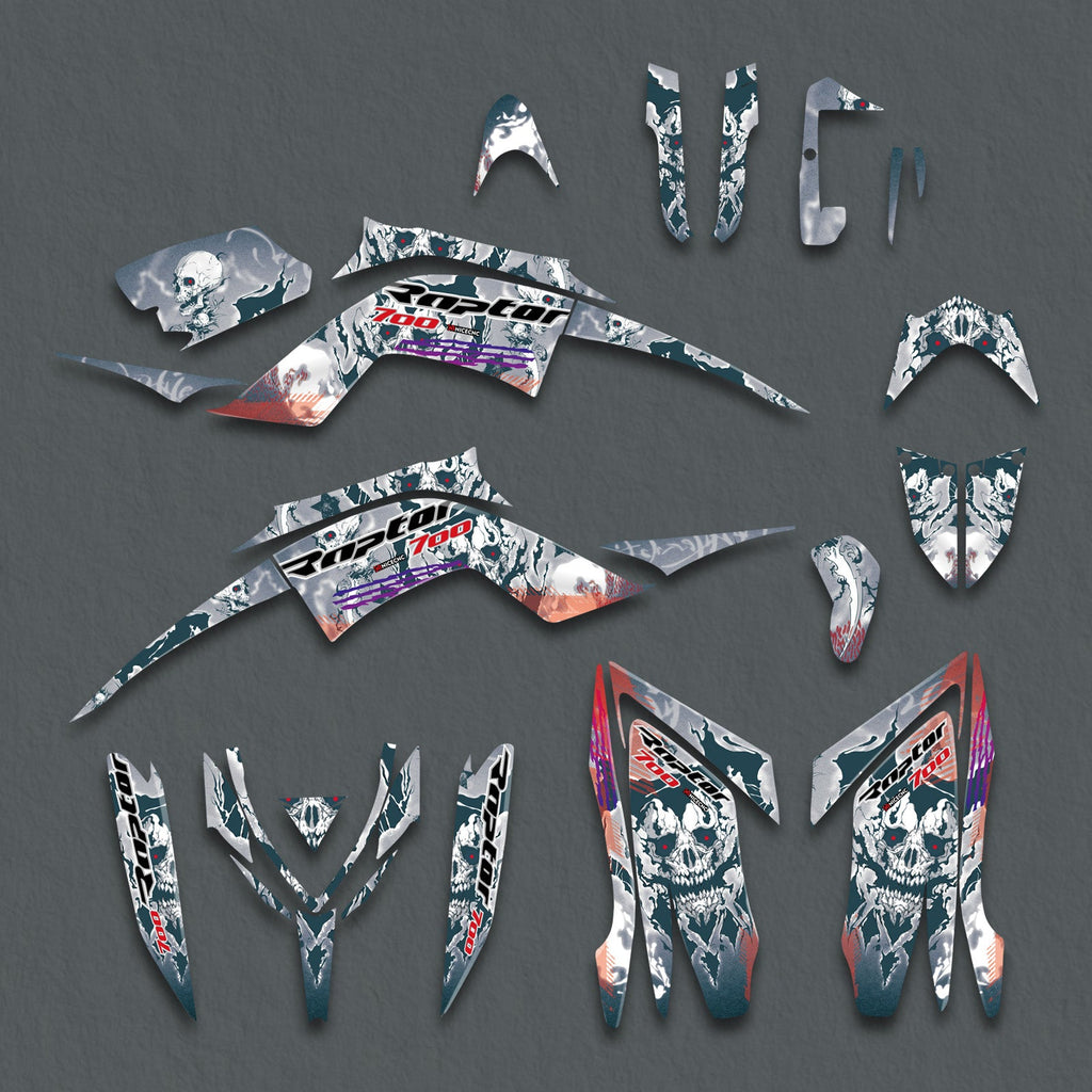 ATV Decals Full Graphics Background Stickers Kit For YAMAHA RAPTOR 700 2013-2023