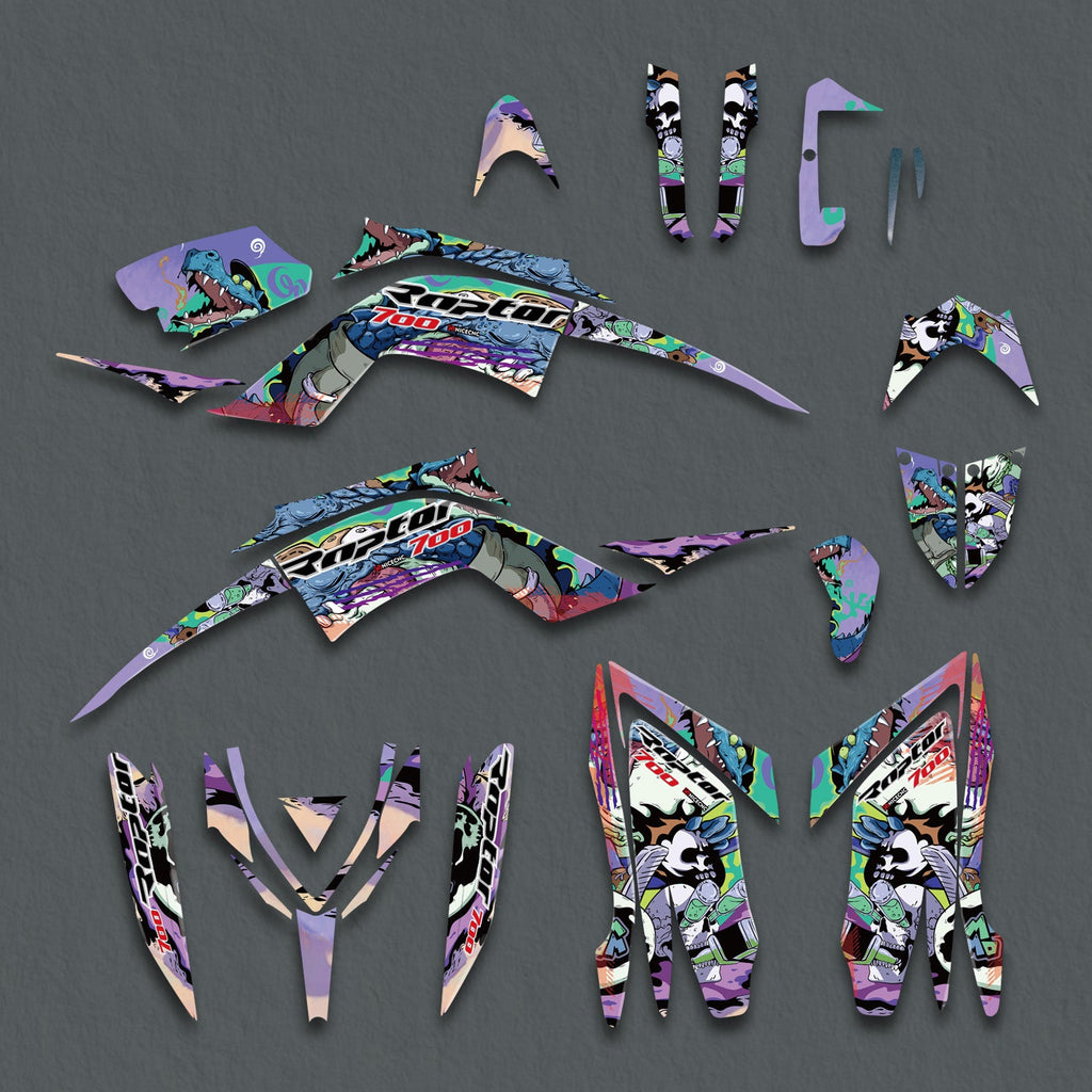 ATV Decals Full Graphics Background Stickers Kit For YAMAHA RAPTOR 700 2013-2023