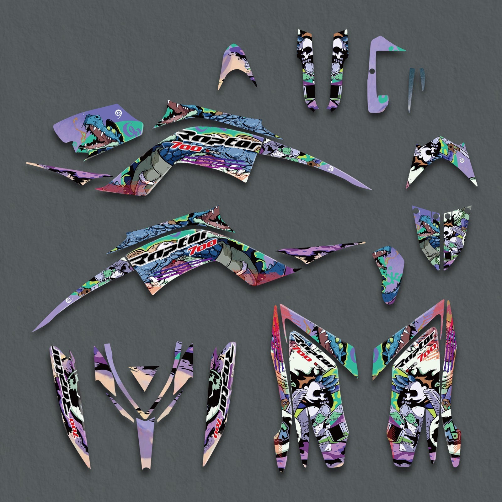 ATV Decals Full Graphics Background Stickers Kit For YAMAHA RAPTOR 700 2013-2023