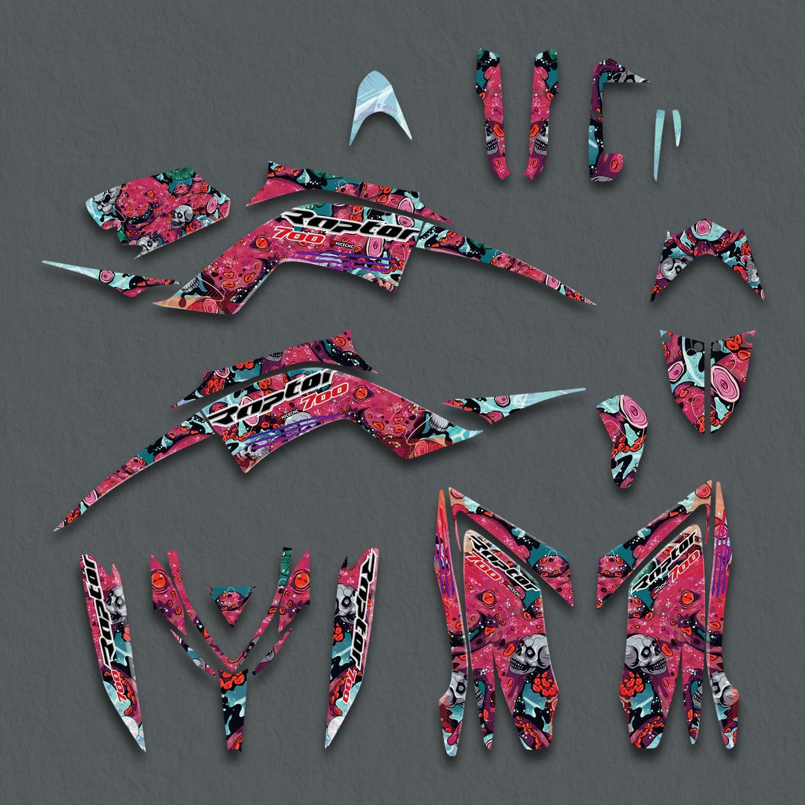 ATV Decals Full Graphics Background Stickers Kit For YAMAHA RAPTOR 700 2013-2023