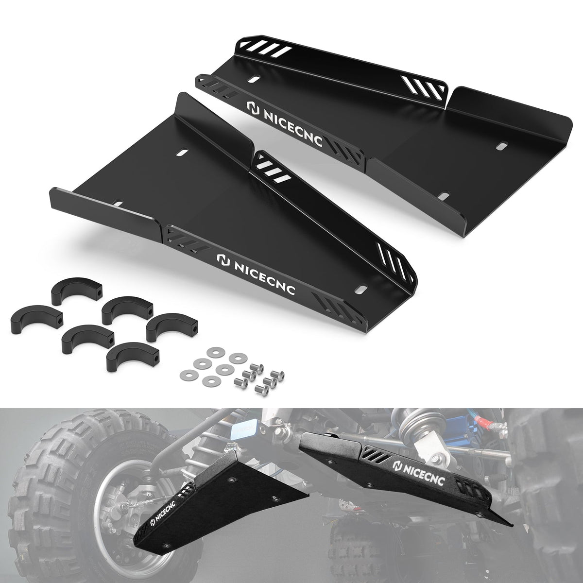 Front A-Arm Skid Plate Guard Protector Kit For Yamaha YFZ450R 2009-2026