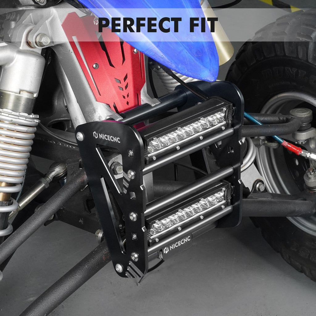 Front Bumper w/LED Dual Lights Bar Kit For Yamaha YFZ450R 2009-2024