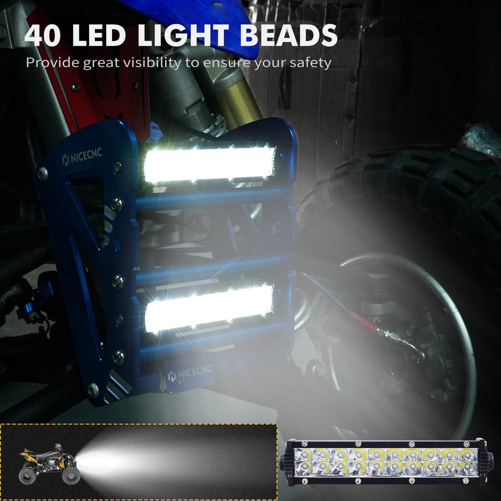 Front Bumper w/LED Dual Lights Bar Kit For Yamaha YFZ450R 2009-2024