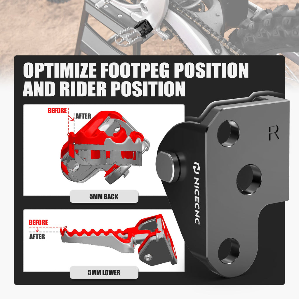 Foot Peg Offset Lowering Mount Brackets For Yamaha YZ250F 24-26 YZ450F 23-26